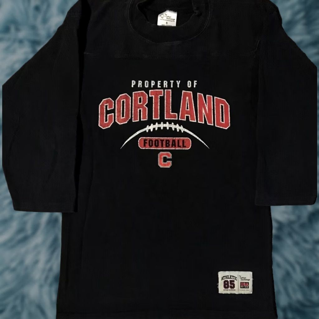 Vintage VINTAGE Cortland Football Shirt S 3/4 Sleeve Black USA College Grunge 90s 80s Single Stitch Mens Size US S / EU 44-46 / 1 - 1 Thumbnail