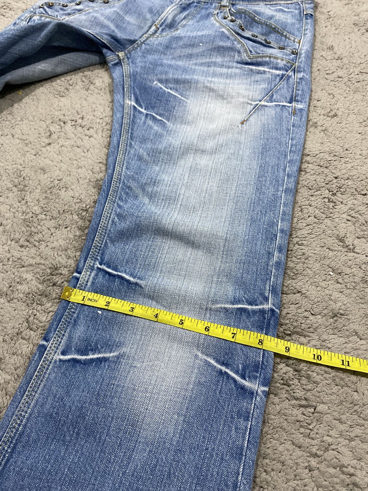If Six Was Nine Nicole Club For Men Flared Studded Punk Style Jeans Denim Size US 34 / EU 50 - 18 Thumbnail