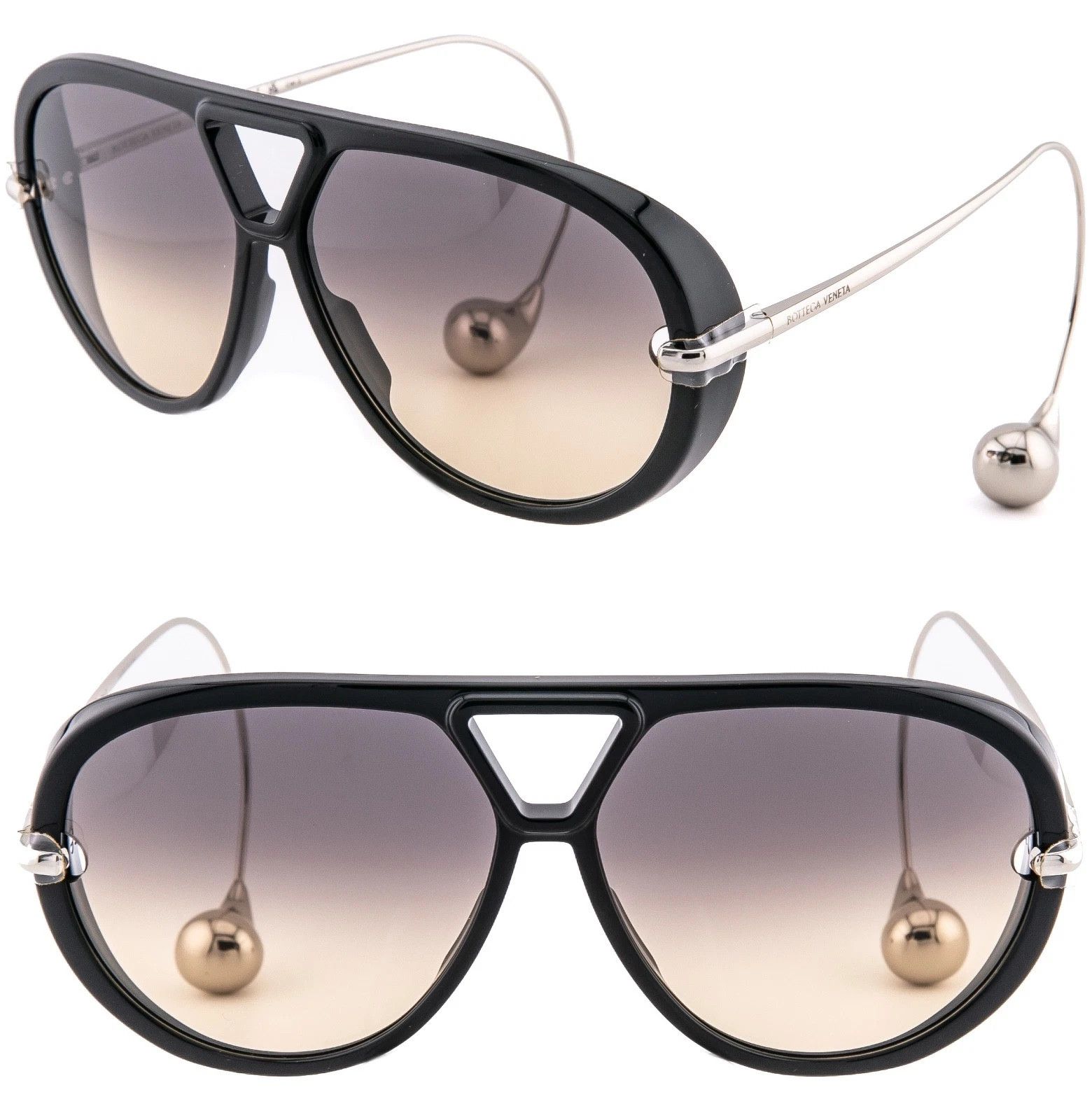 Bottega Veneta BOTTEGA VENETA 1273 DROP BV1273S Metal Silver Black 010 Size ONE SIZE - 1 Thumbnail