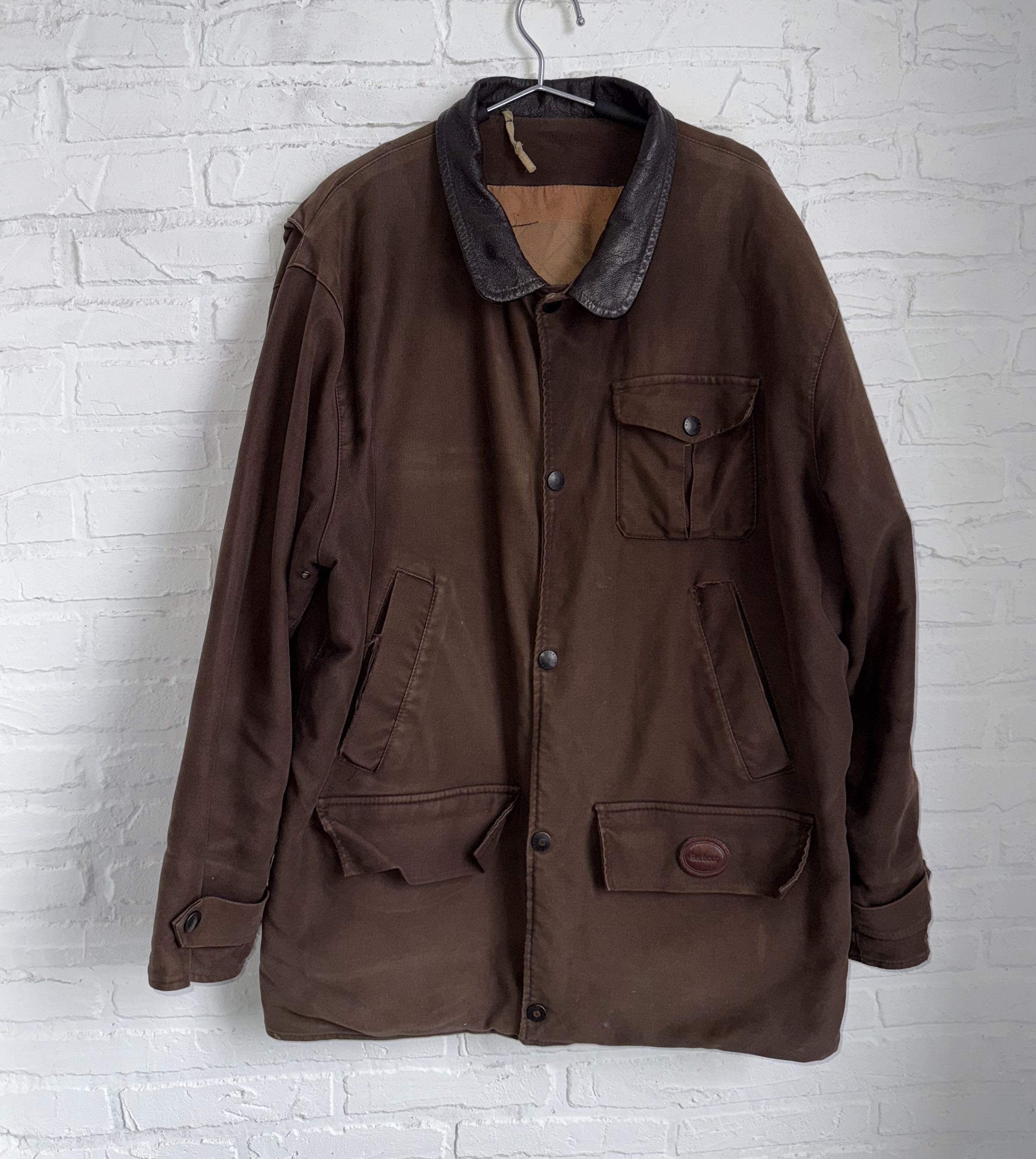 Barbour Vintage Barbour A783 Moleskin Jacket Brown Leather Collar Size US L / EU 52-54 / 3 - 1 Thumbnail