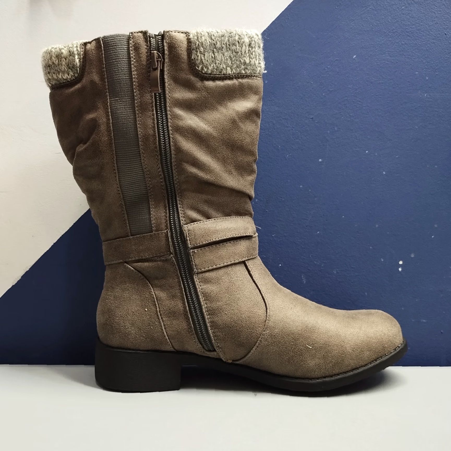 Torrid Torrid Boots Womens Size 9 Gray Almond Toe Mid-Calf Bootie Moto Sweater Trim Shoes Size M / US 6-8 / IT 42-44 - 6 Thumbnail