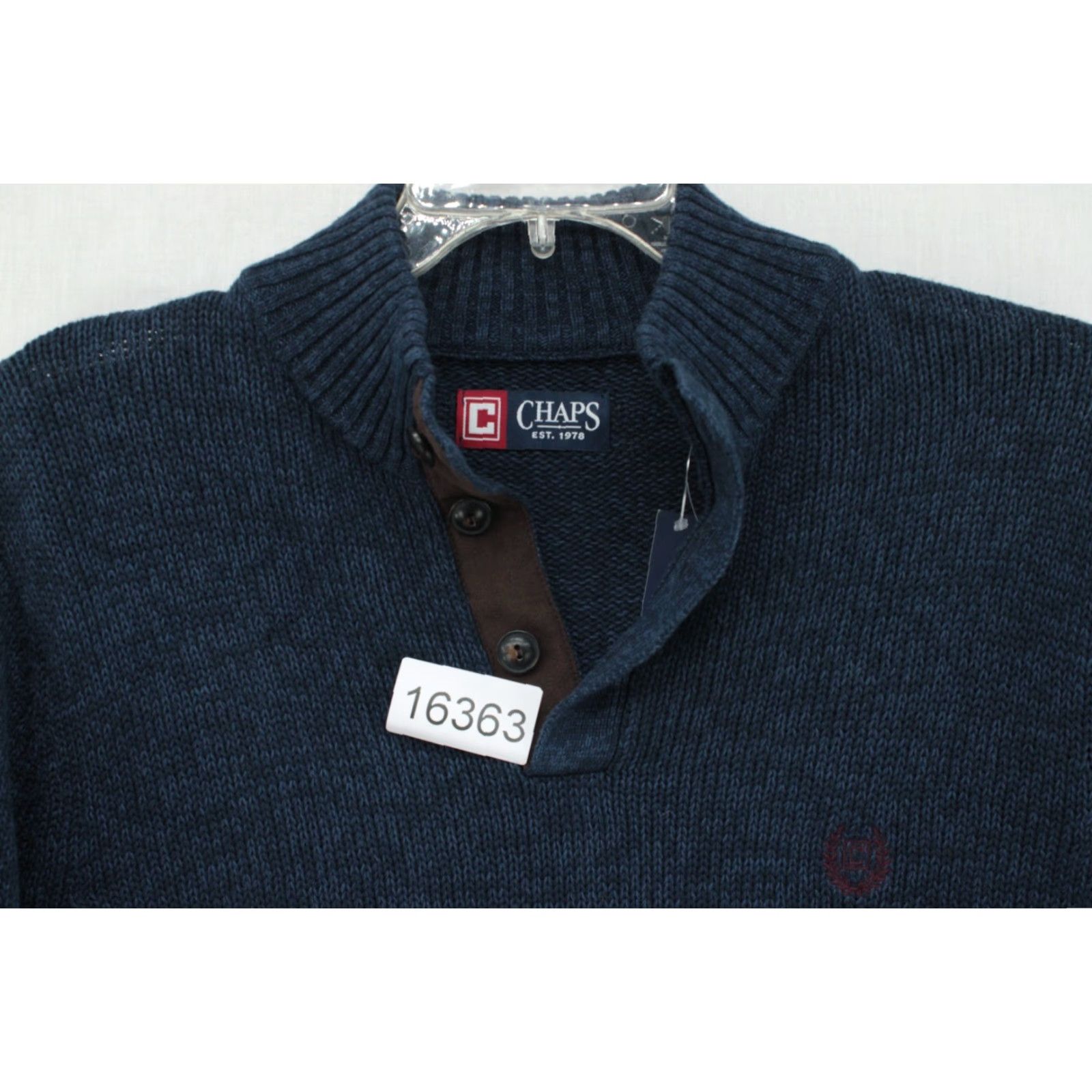 Chaps CHAPS Sweater Men's Medium Blue Henley Mock Neck Heavy NWT Cozy Cabincore Hiking Logo Mens Size US M / EU 48-50 / 2 - 6 Thumbnail