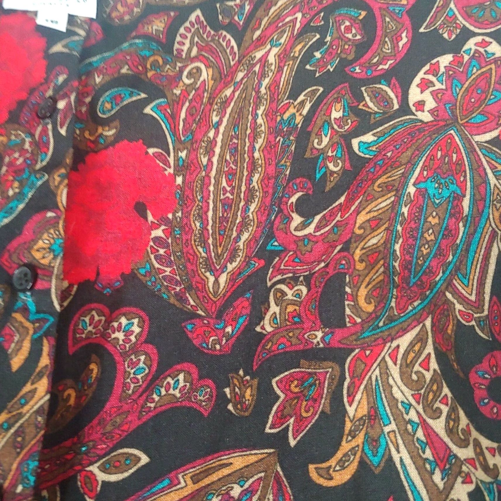 Vintage VINTAGE Russ Blouse Size 6 Short Sleeve Floral Paisley Button ILGWU USA Red black and red Shirt Womens 1960s Office Wear Size M / US 6-8 / IT 42-44 - 7 Thumbnail