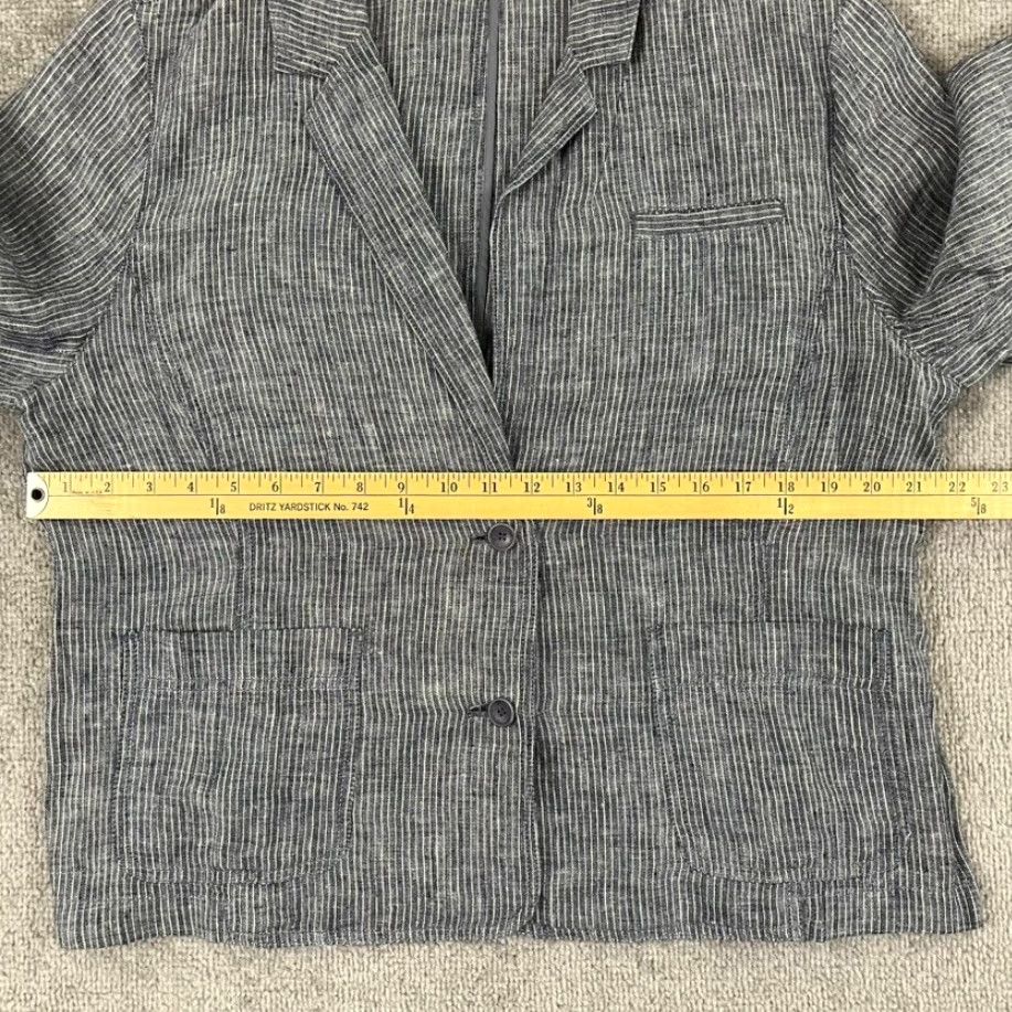 Eileen Fisher Eileen Fisher Button-Up Blazer Shirt Womens XL Blue Striped Linen 2-Button Casual Top Size XL / US 12-14 / IT 48-50 - 5 Thumbnail