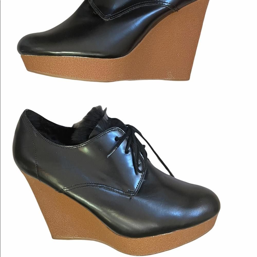 3.1 Phillip Lim 3.1 PHILLIP LIM Black Leather Fur Trim Wedge Pumps Size 10 Size US 10 / IT 40 - 8 Thumbnail