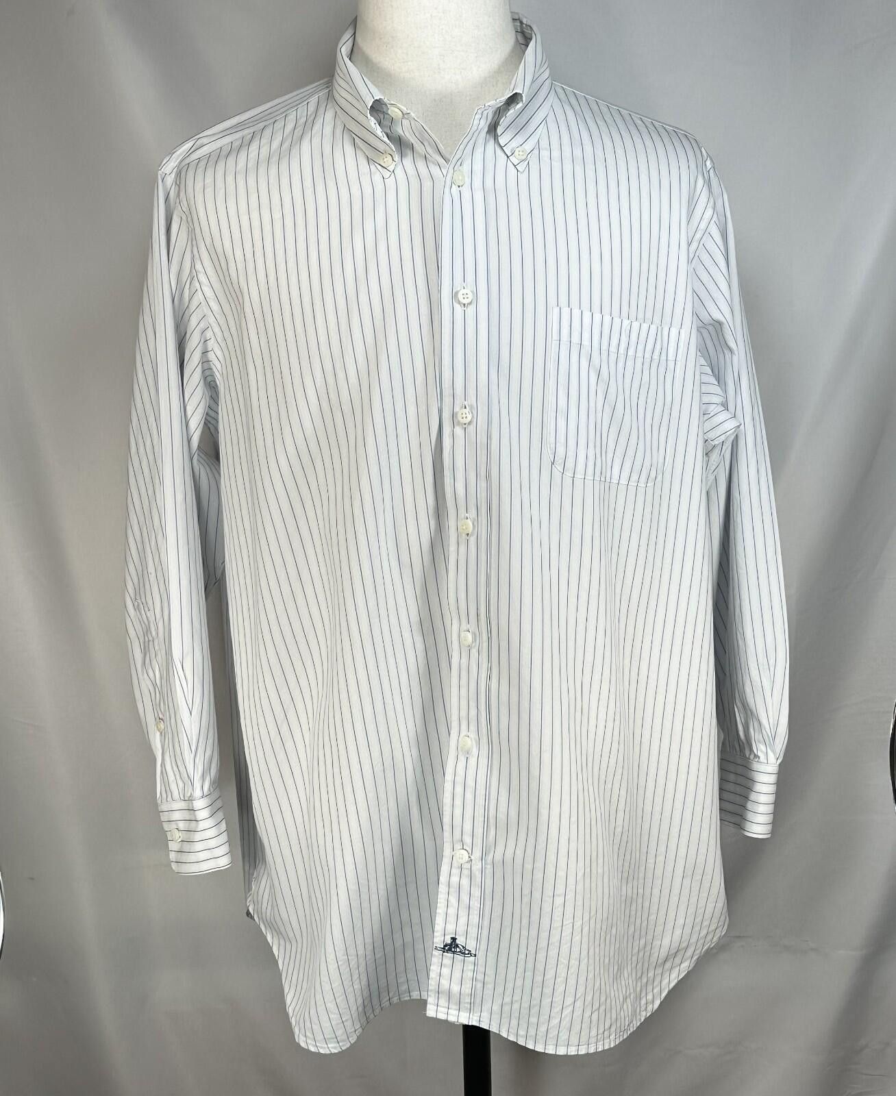 Holland & Sherry Holland Sherry Striped Tailored Oxford Button Up Blue Men XL Size US XL / EU 56 / 4 - 1 Thumbnail
