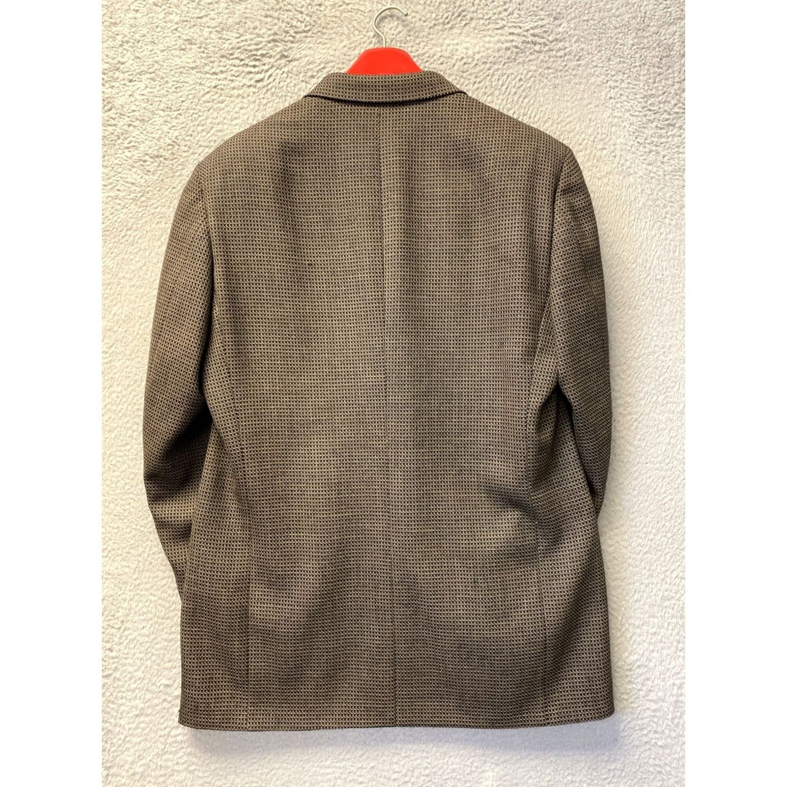 Canali Canali Blazer Men’s 48 Wool Geometric Single-Breasted Three-Button Notch Lapel Gold Brown Italy Shirt? Size 48R - 7 Thumbnail