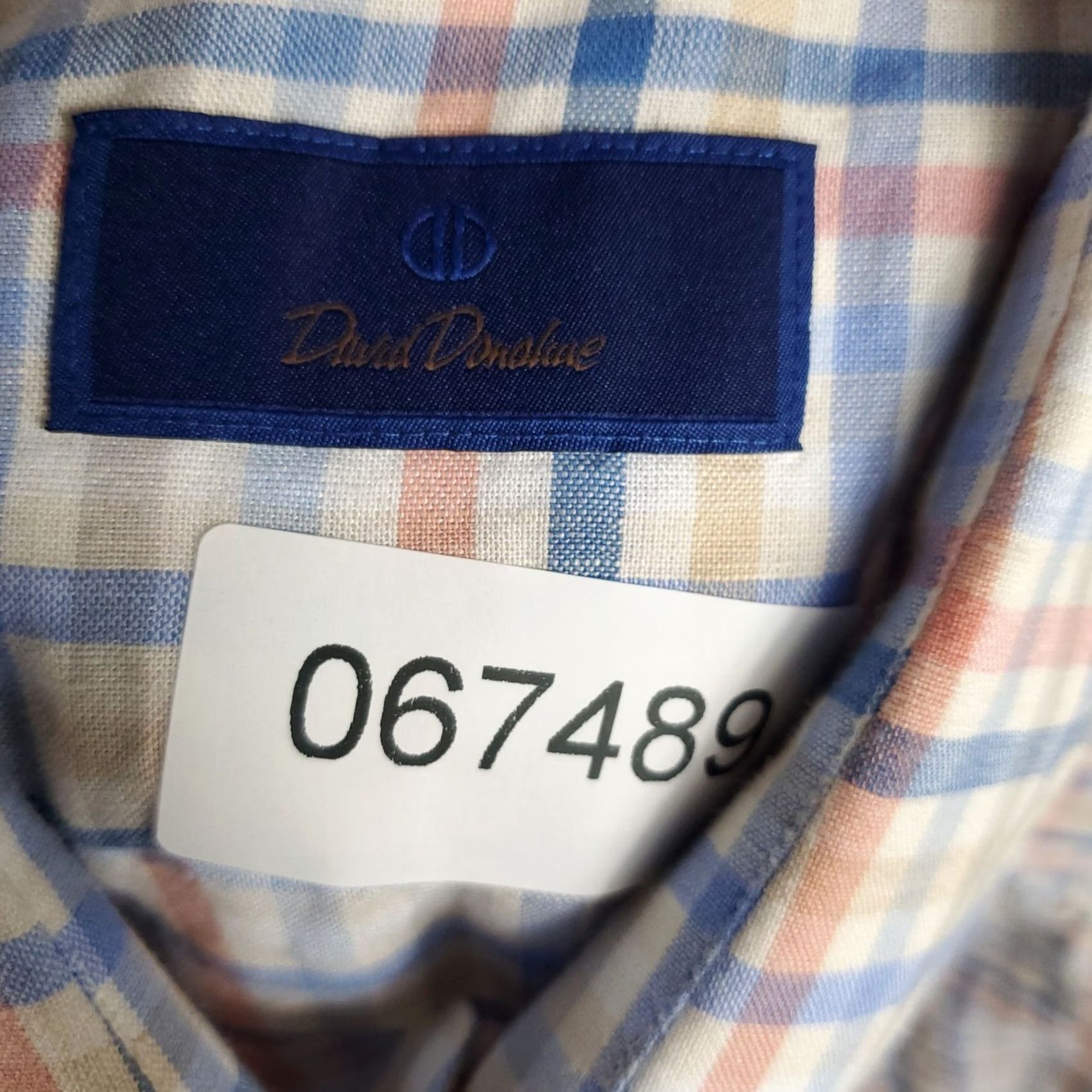David Donahue David Donahue Shirt Mens Large Blue Plaid Linen Button Up Short Sleeve Size US L / EU 52-54 / 3 - 7 Thumbnail
