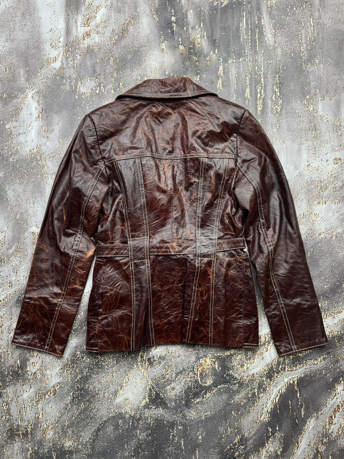 Genuine Leather × Vintage Vintage Leather Jacket With Belt Size S / US 4 / IT 40 - 9 Thumbnail
