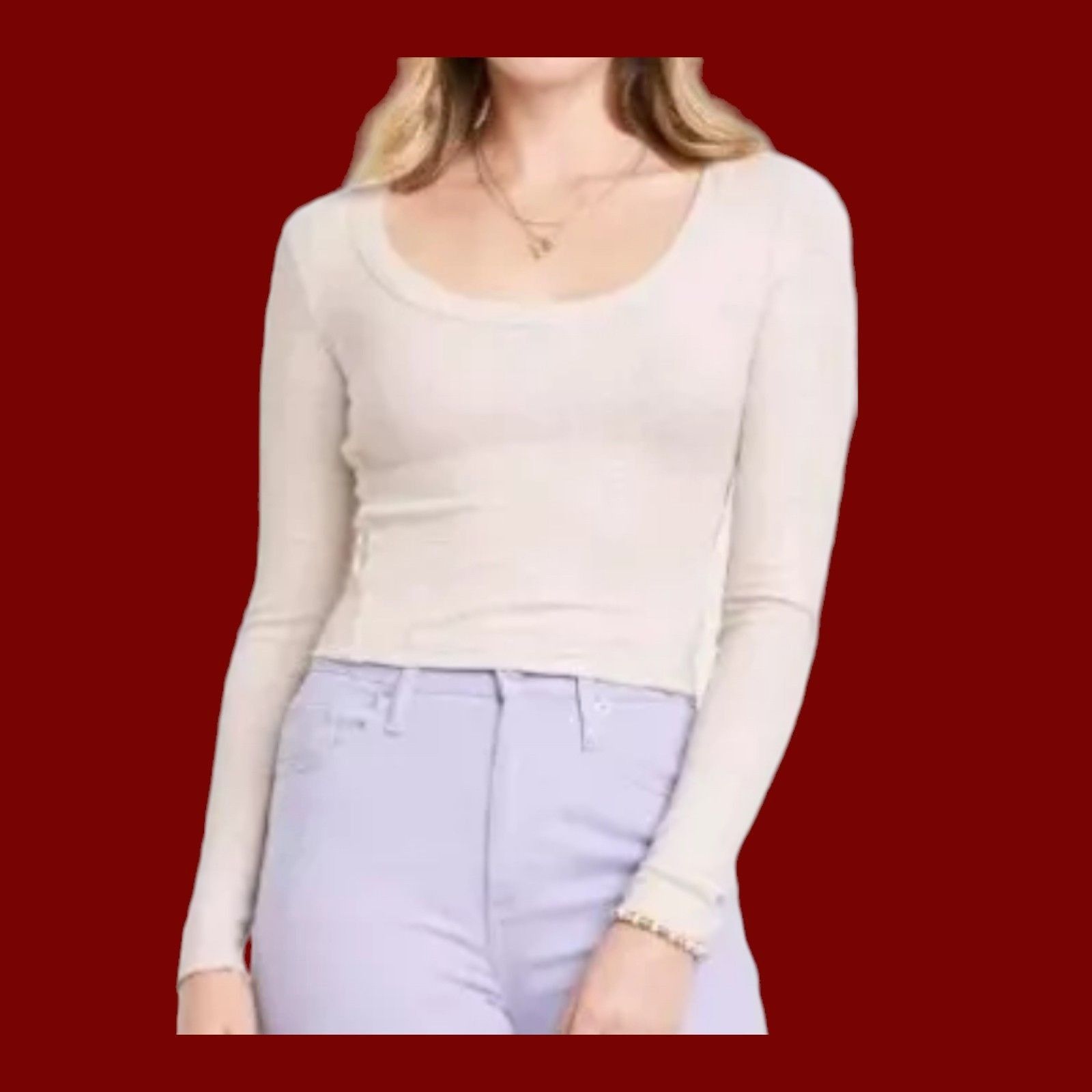 Other Universal Thread - Women's Ribbed Long Sleeve Scoopneck T-Sh Size XL / US 12-14 / IT 48-50 - 1 Thumbnail