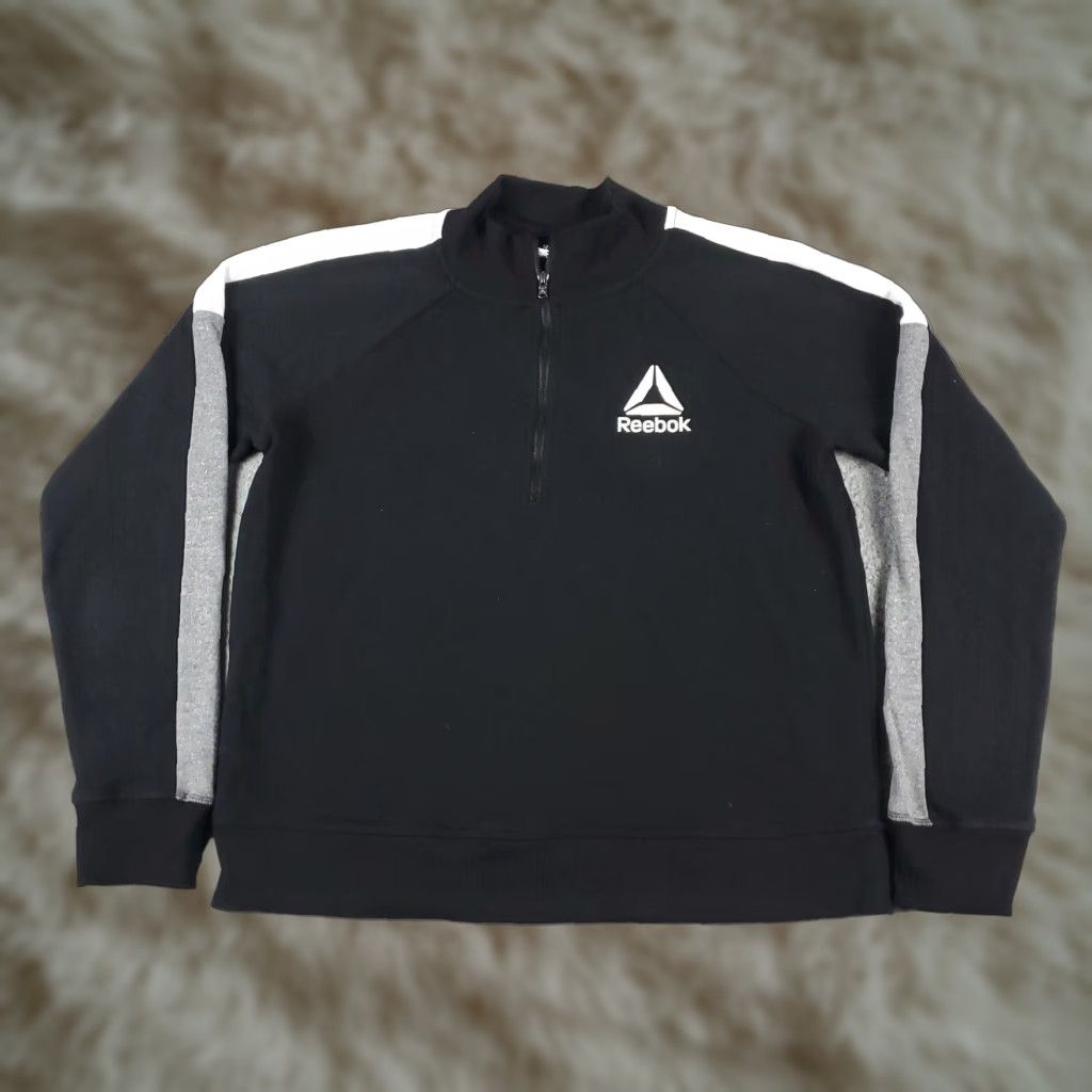 Reebok Reebok Womens Medium Black 1/4 Zip Crew Neck Pullover Sweater Cotton Blend Size M / US 6-8 / IT 42-44 - 1 Thumbnail
