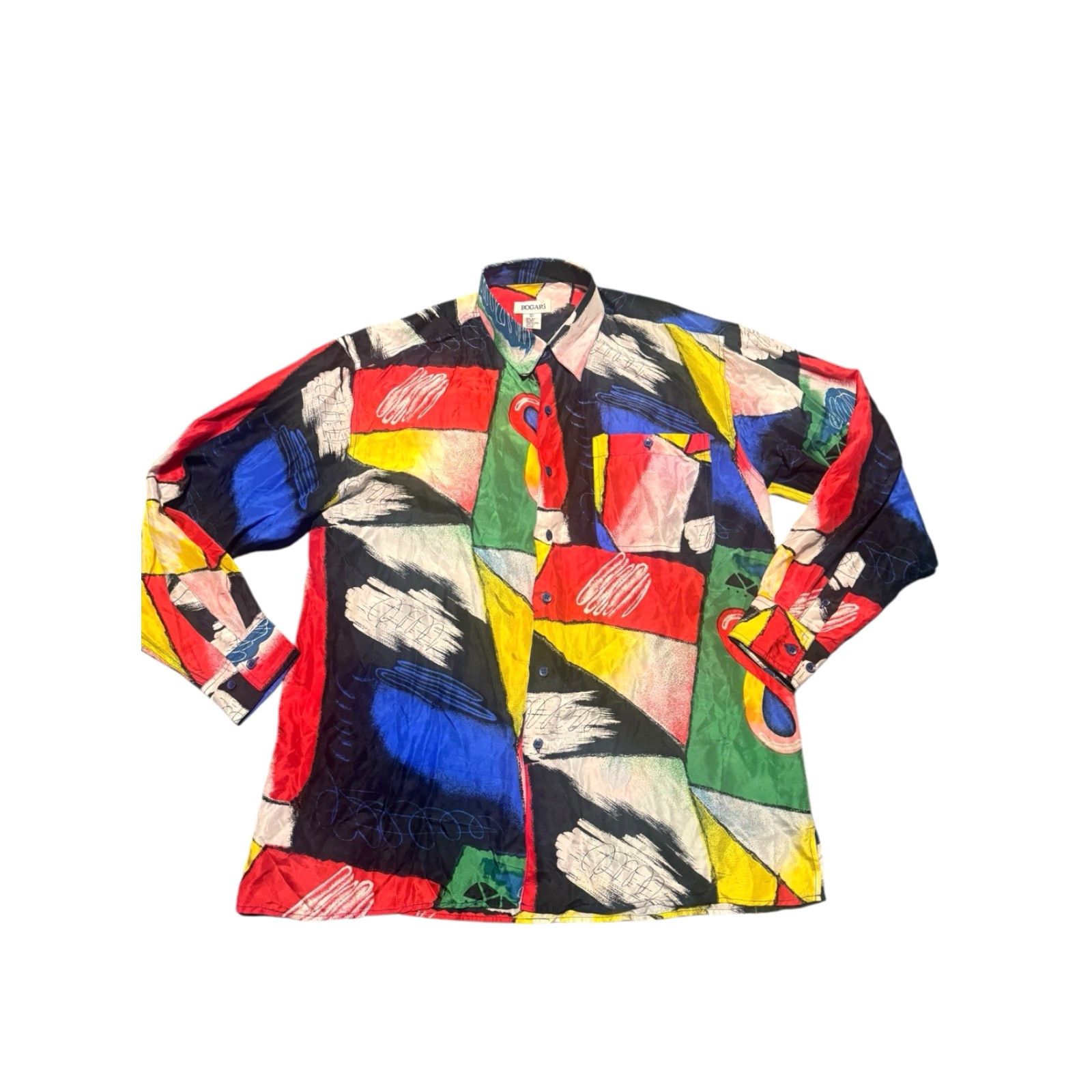 Vintage VINTAGE Bogari Abstract Button Up 100% Silk Shirt Long Sleeve Multi Size M Size M / US 6-8 / IT 42-44 - 2 Thumbnail