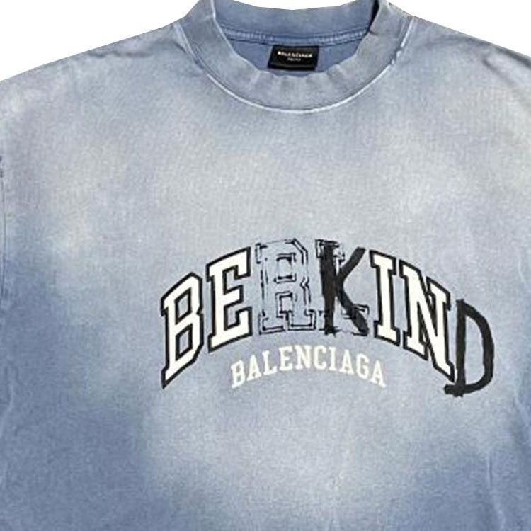 Balenciaga o1la1rc1a1224 Be Kind Oversized T-Shirt in Fadded Blue/White Size US L / EU 52-54 / 3 - 3 Thumbnail