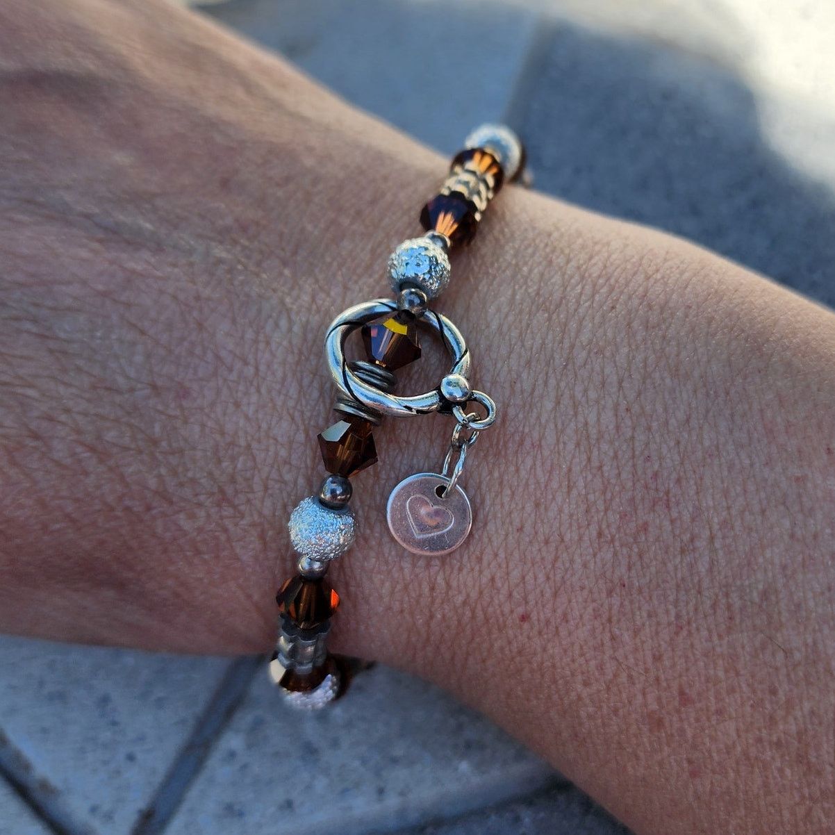 Brighton Brighton Crystal Sterling Silver Heart Toggle Bracelet Size ONE SIZE - 7 Thumbnail