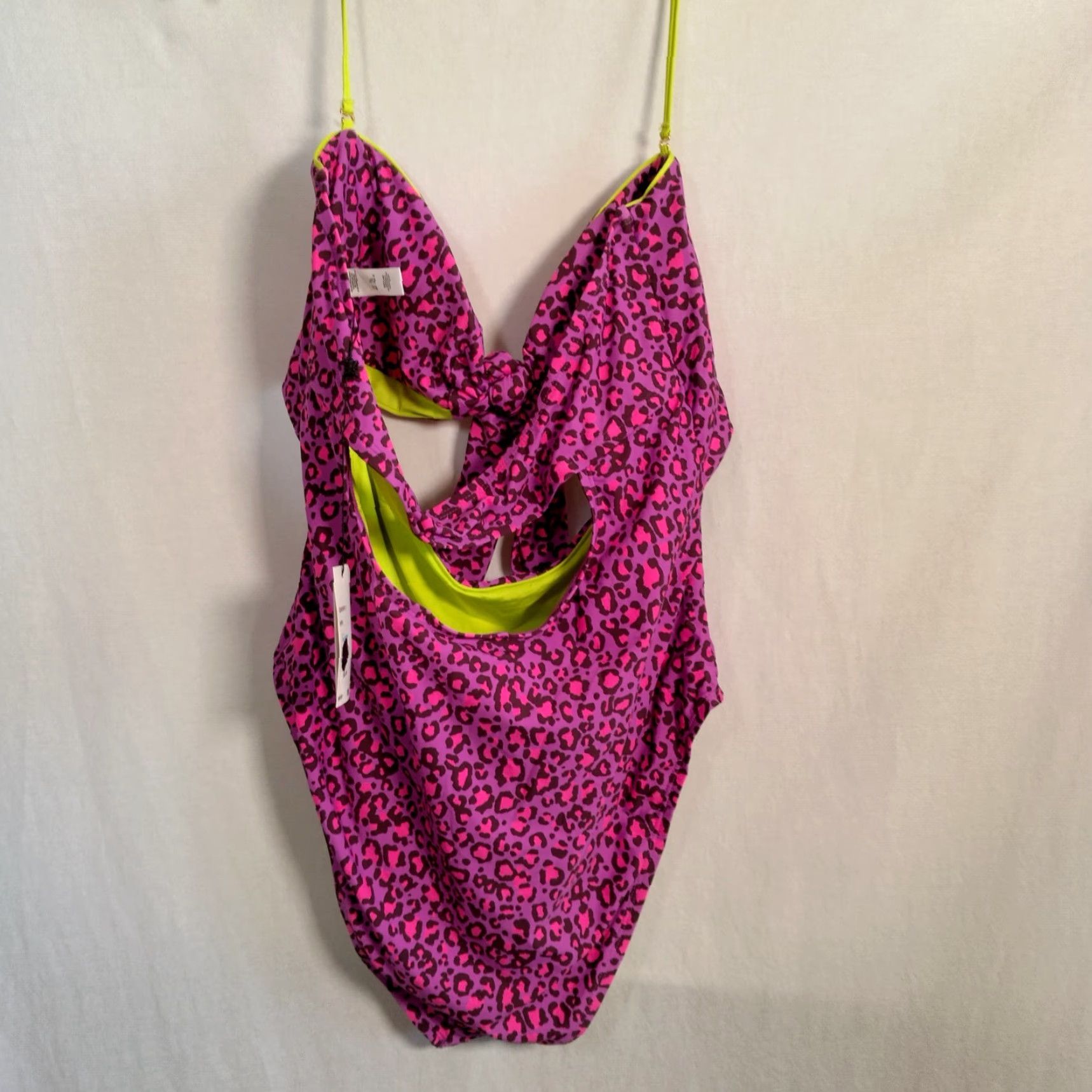 BCBGeneration BCBGeneration Bandeau Bathing Suit XL Purple Pink Animal Print Neon Womens Size XL / US 12-14 / IT 48-50 - 4 Thumbnail
