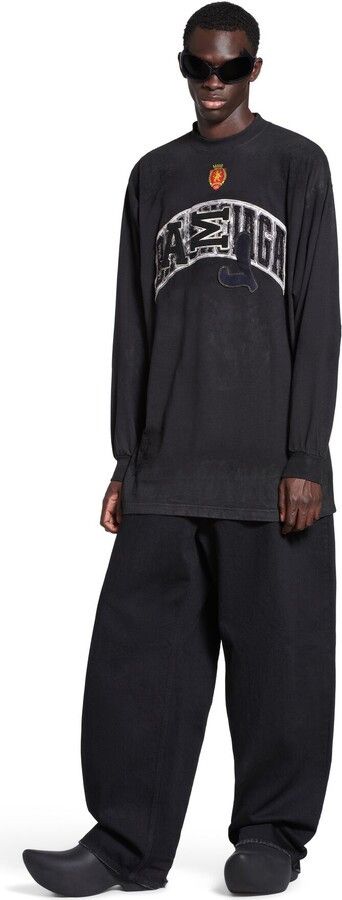 Balenciaga o1w1db10425 Skater Long Sleeve T- Shirt Oversized in Black Size US L / EU 52-54 / 3 - 3 Thumbnail