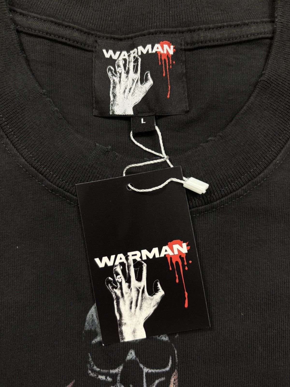 Vintage Warman Fire Circle Skulls Graphic T-Shirt, Washed Black Size US L / EU 52-54 / 3 - 8 Thumbnail