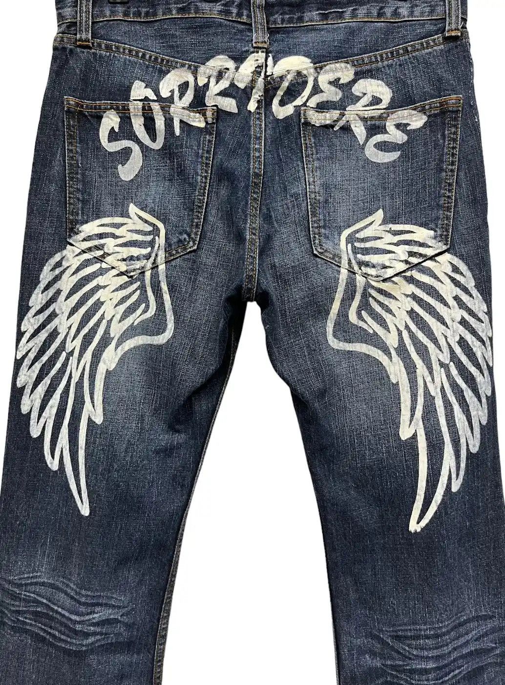 Japanese Brand × Vintage 🔥VERYRARE🔥SORRIDERE Punk Angel Wings Printed Flare Denim💥 Size 32" / US 10 / IT 46 - 2 Thumbnail