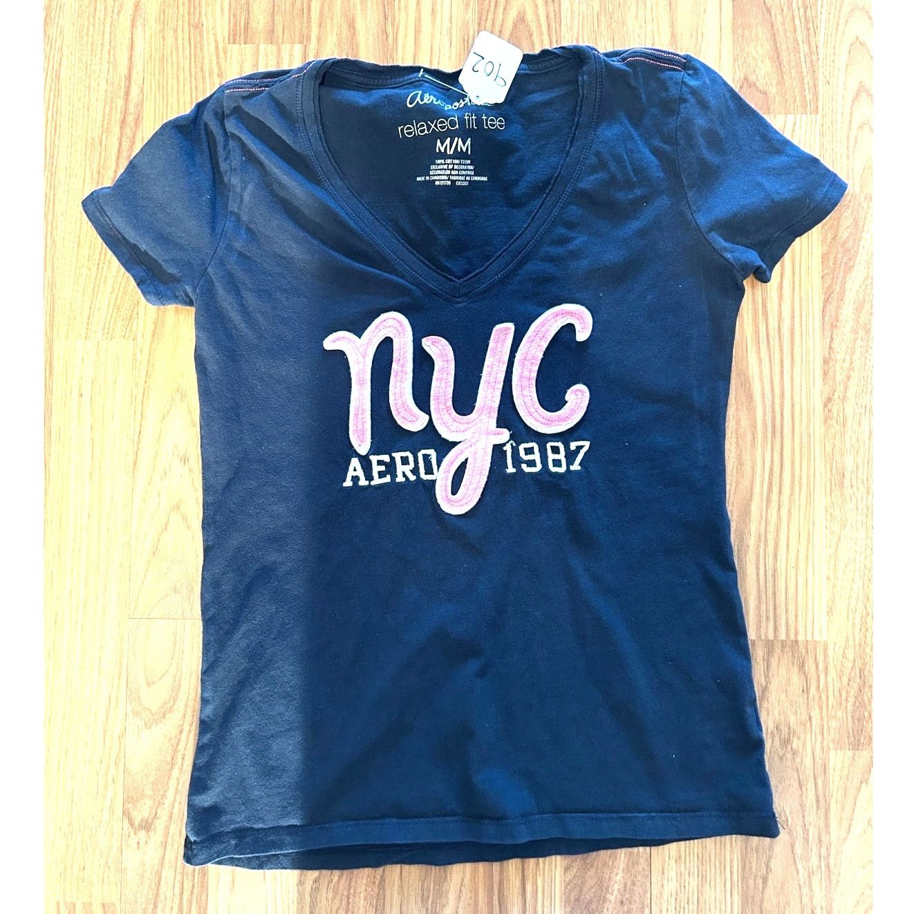 Aeropostale Aeropostale Navy Blue V-Neck T-Shirt - Size Medium Size M / US 6-8 / IT 42-44 - 1 Thumbnail