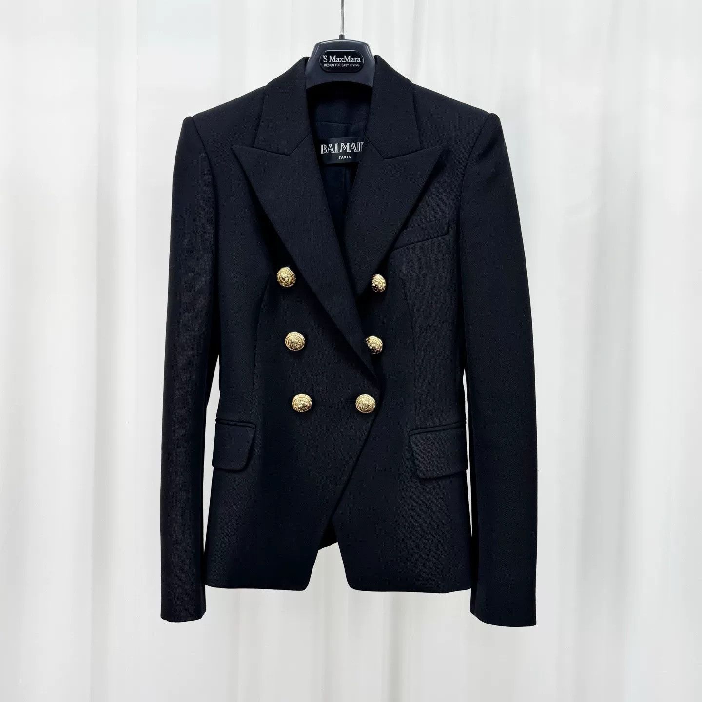 Balmain black wool shoulder pad blazer by balmain Size M / US 6-8 / IT 42-44 - 1 Thumbnail