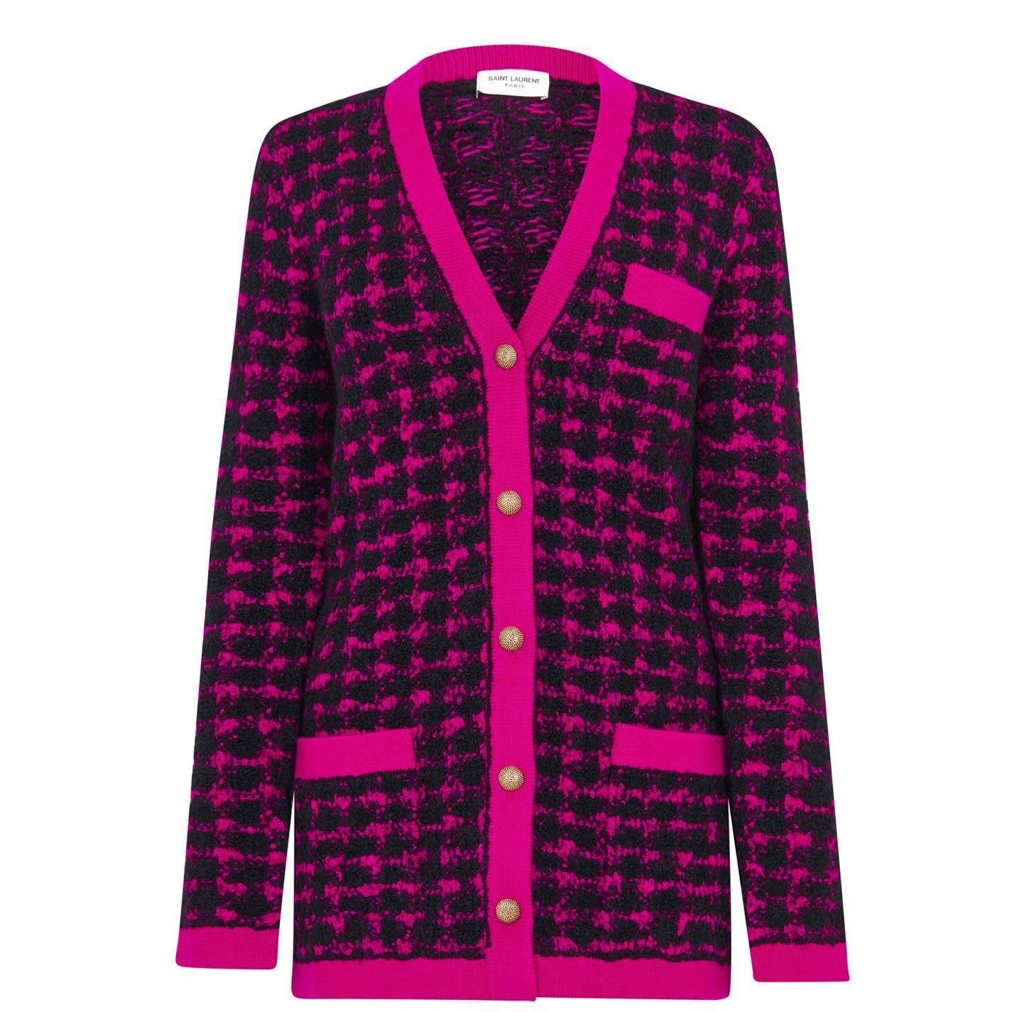 image of Saint Laurent Paris Saint Laurent Cardigan Purple Women's Size S Jacquard