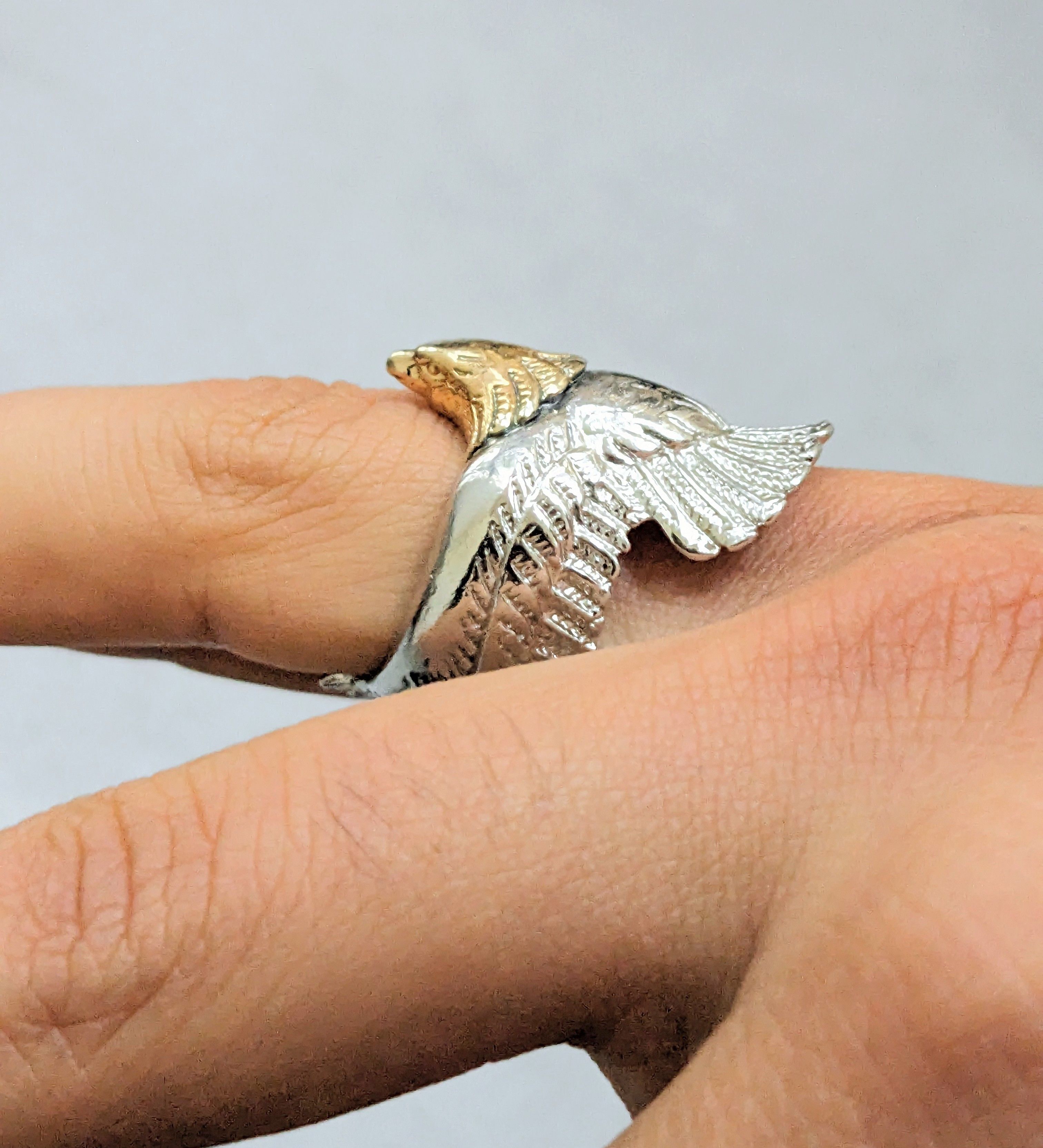 Jewelry Stainless Steel Ring Eagle Size 9 Gold Two-tone USA Size ONE SIZE - 12 Thumbnail