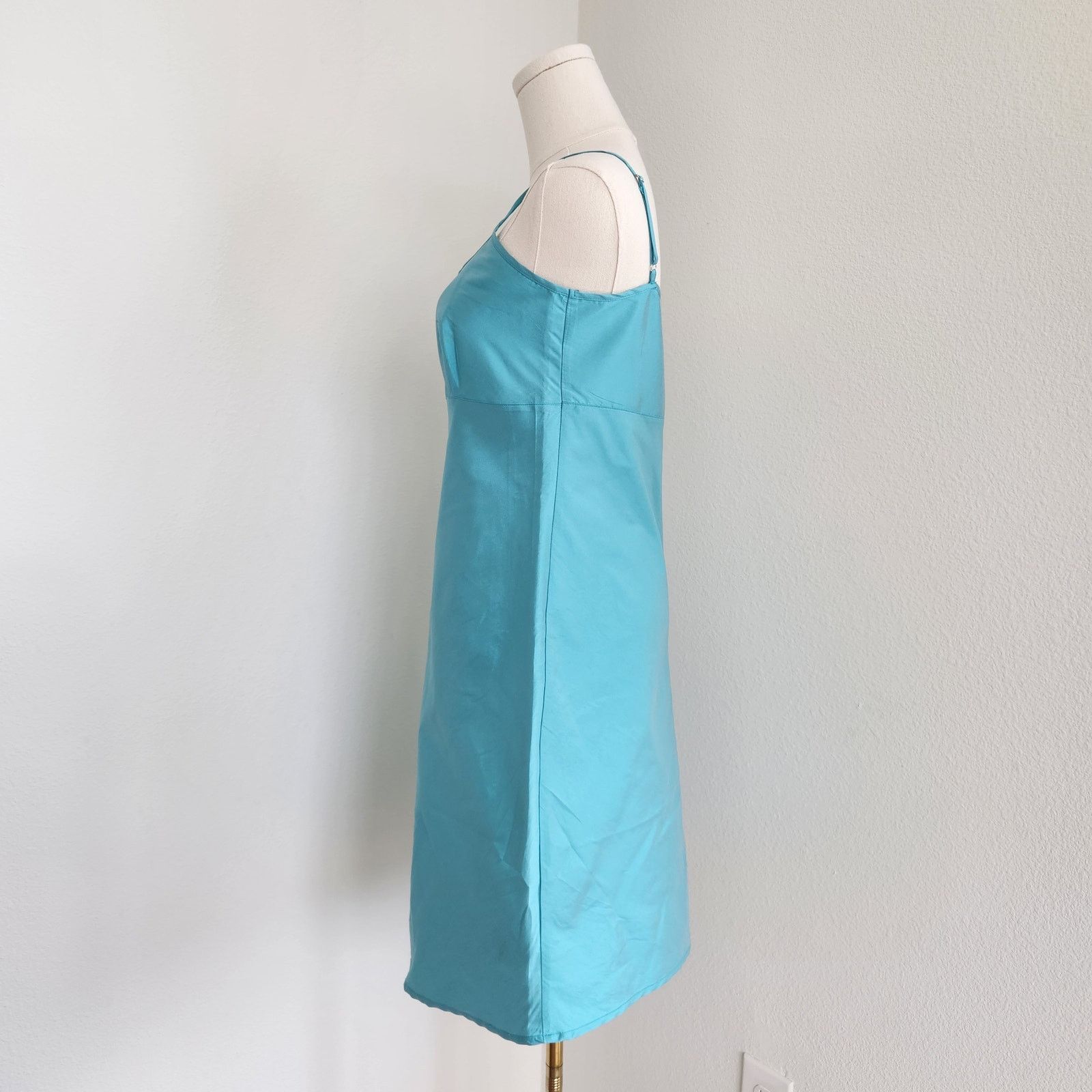 Vintage Frances Valentine Shiny Teal Empire Waist Slip Dress Y2K XS Size XS / US 0-2 / IT 36-38 - 4 Thumbnail