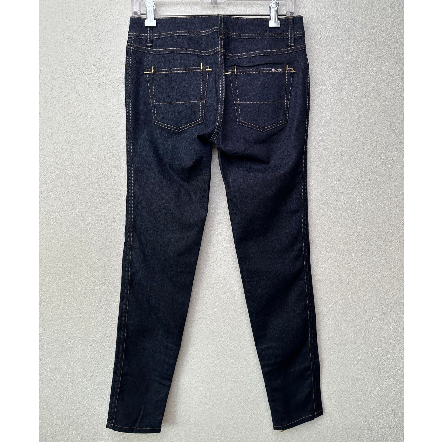 NWT Tom Ford Indigo Skinny Jeans 29 Low Rise Gold Zip Ankles
