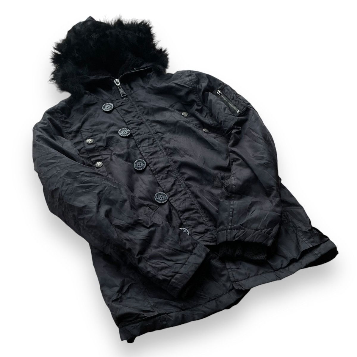 If Six Was Nine × Roen × Seditionaries ABORDAGE HIROMU TAKAHARA SKULL FUR RACOON PUNK GOTHIC JACKET Size US M / EU 48-50 / 2 - 7 Thumbnail
