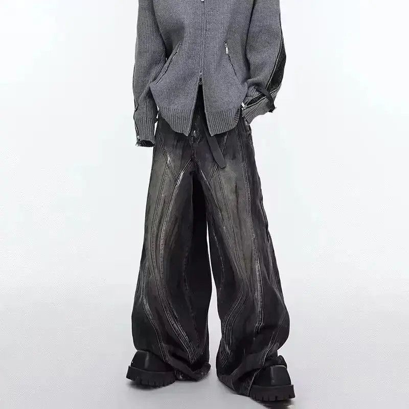 Japanese Brand Streetwear Design Washed Loose Wide Leg Pants Jeans Size US 32 / EU 48 - 2 Thumbnail
