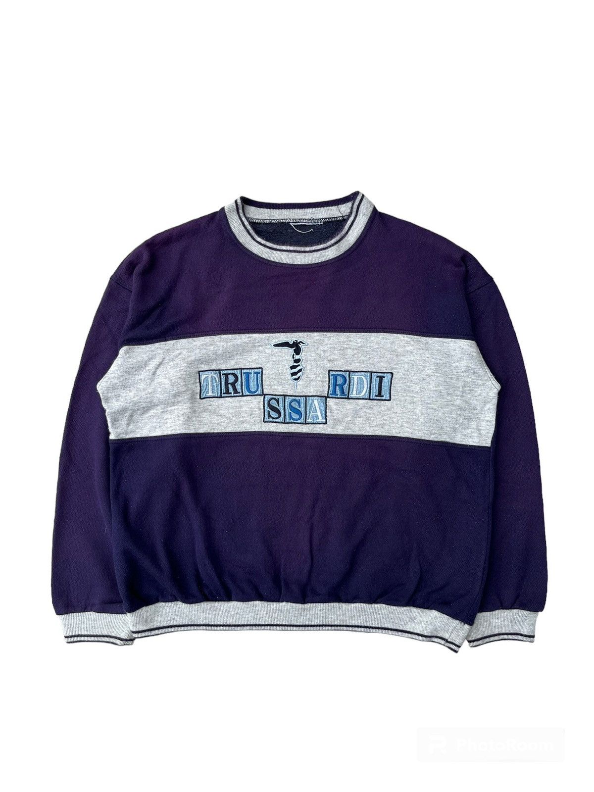 image of Trussardi Spell Out Sweatshirts in Purple, Women's (Size Large)