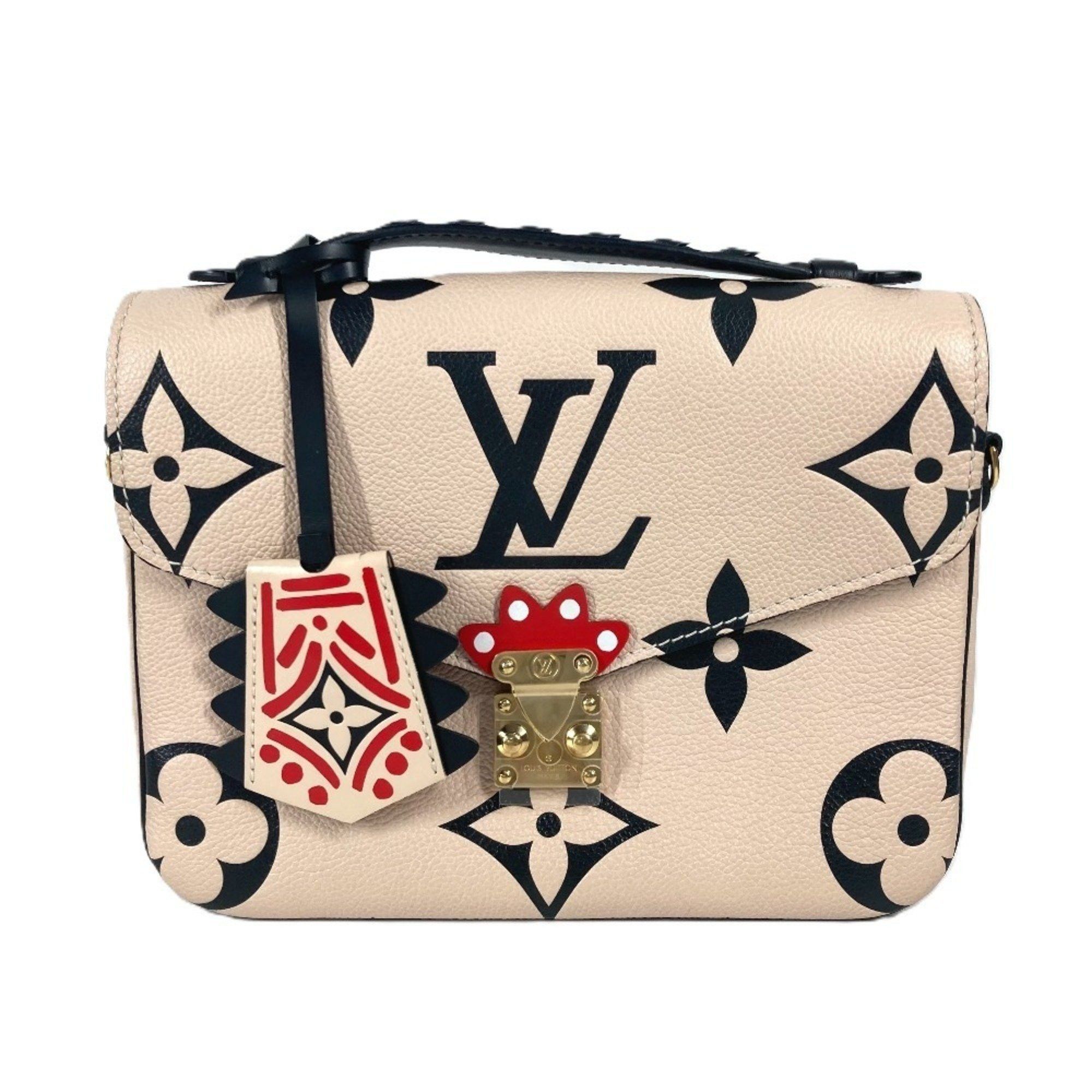 Louis Vuitton M45384 Lv Crafty Monogram Empreinte Pochette Metis Bag Shoulder Crossbody 2Way Handbag Leather Men's Women's Beige
