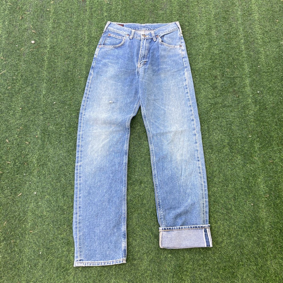 Lee VINTAGE LEE RIDER LEFT HAND DENIM SELVEDGE DISTRESSED JEANS Size US 29 - 2 Thumbnail
