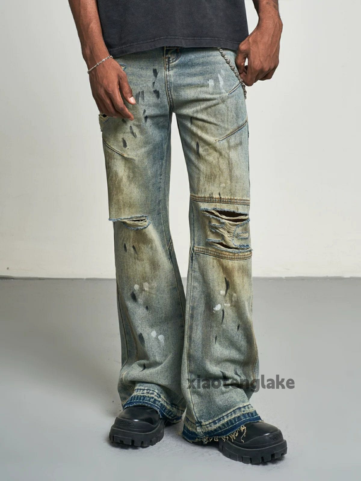Jean × Vintage washed faded paint stain damaged grunge jeans Size US 32 / EU 48 - 4 Thumbnail