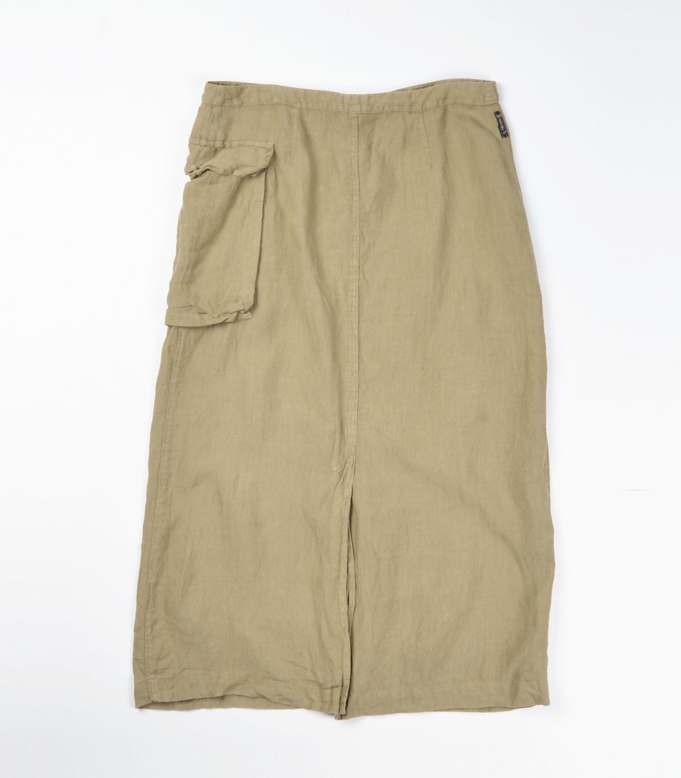 Giorgio Armani Vintage Armani Jeans Y2K Big Pocket Linen Khaki Skirt Size 32" / US 10 / IT 46 - 10 Thumbnail