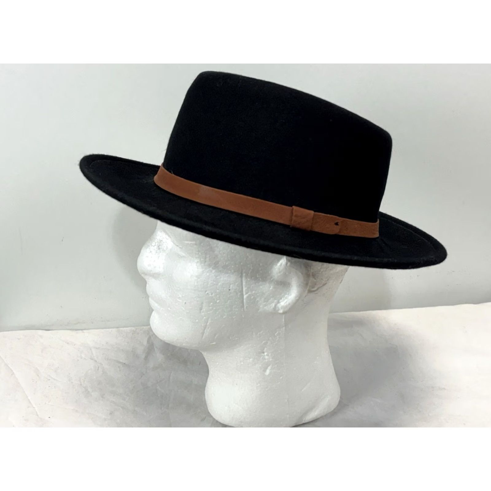 FELT Vtg A Adams & Spire Wool Felt Hat Mens Medium Black Fedora Classic Size ONE SIZE - 3 Thumbnail