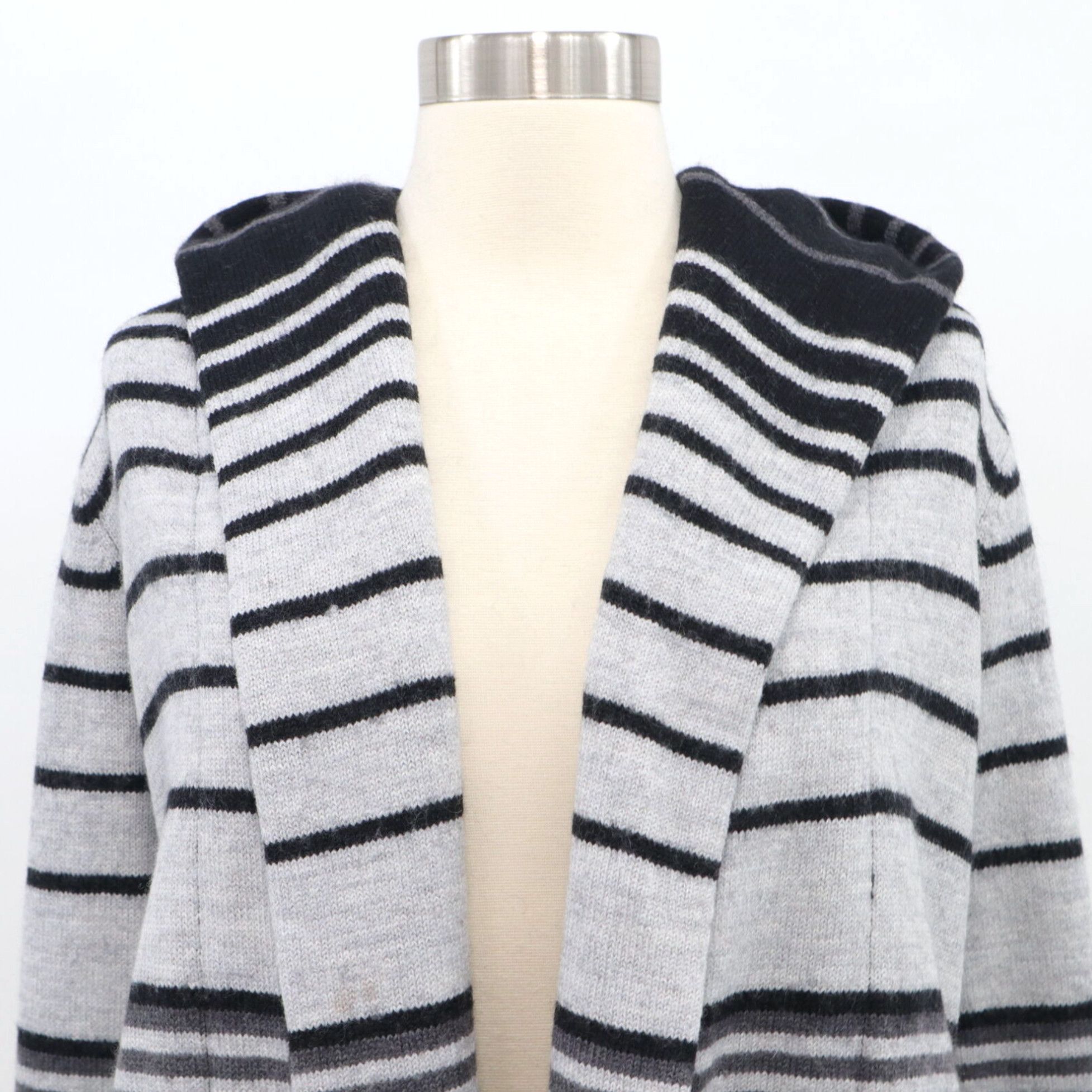 Cynthia Rowley Chunky Knit Open Front Duster Cardigan factory Gray White Black Sz S