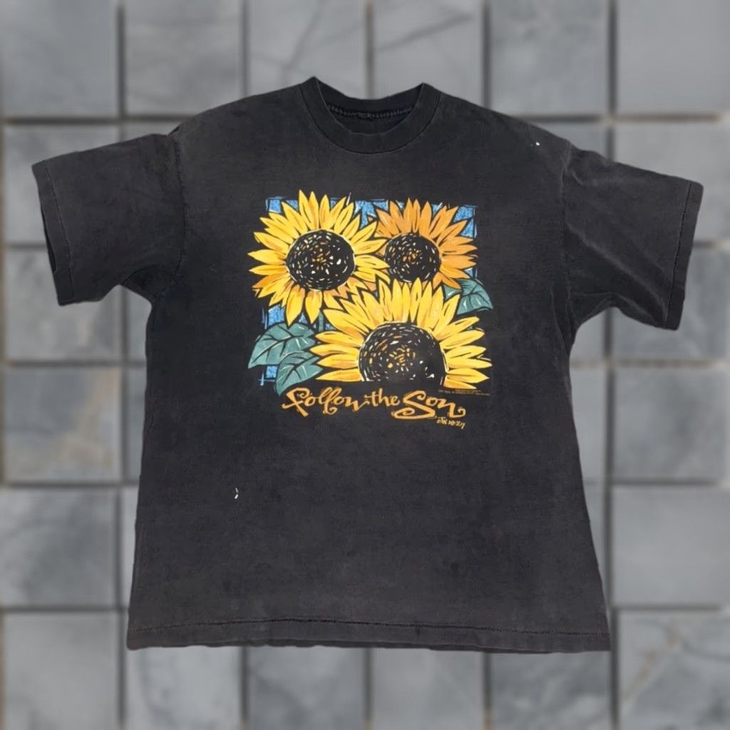 Sunflower VINTAGE Sunflower T-Shirt 2XL Black Follow The Son Christian Single Stitch 90s Mens Shirt Size US XXL / EU 58 / 5 - 1 Thumbnail