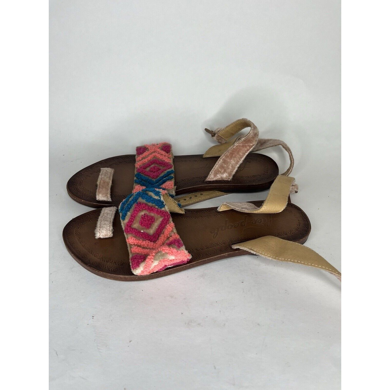 Free People Free People Pink Fabric Leather Aztec Pattern Toe Strap Sand Size US 8 / IT 38 - 3 Thumbnail