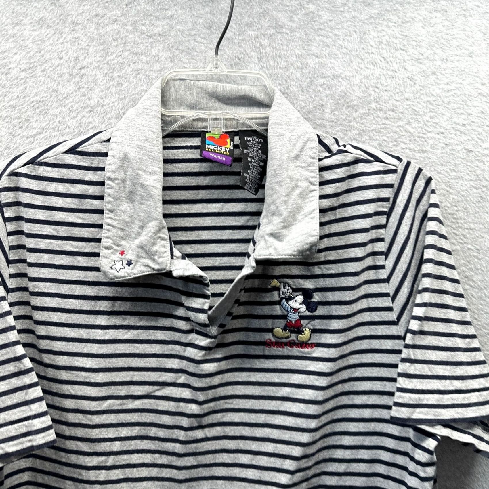 Mickey Unlimited VINTAGE Mickey Mouse Polo Shirt Womens Plus Size 18W Gray 90s Ladies Size XXL / US 16-18 / IT 52-54 - 2 Thumbnail
