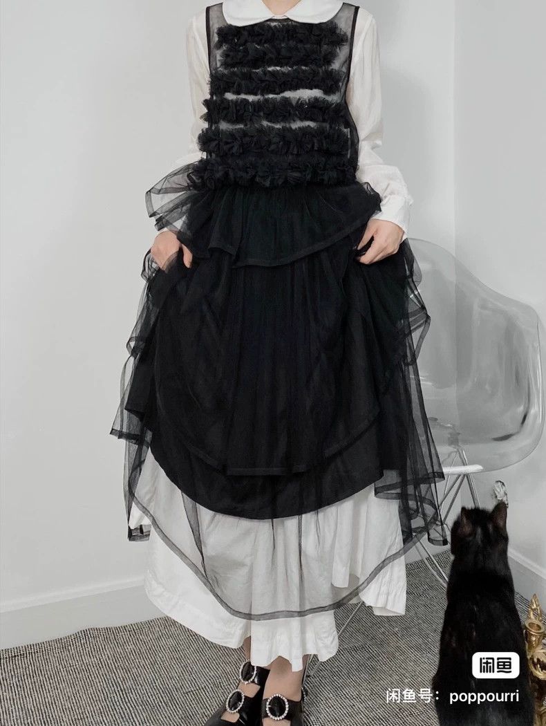 Comme des Garcons Comme des Garcons Black floral pleated tulle vest Size S / US 4 / IT 40 - 3 Thumbnail