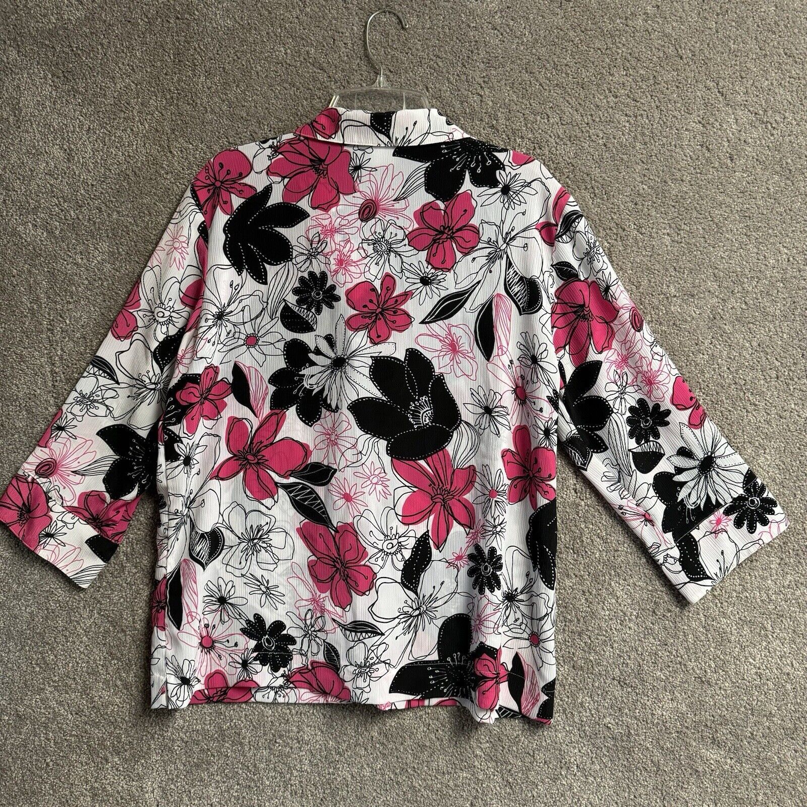 Other Vintage Nikki Blouse 14 Floral Bloomcore Hot Pink Flower Size XL / US 12-14 / IT 48-50 - 7 Thumbnail