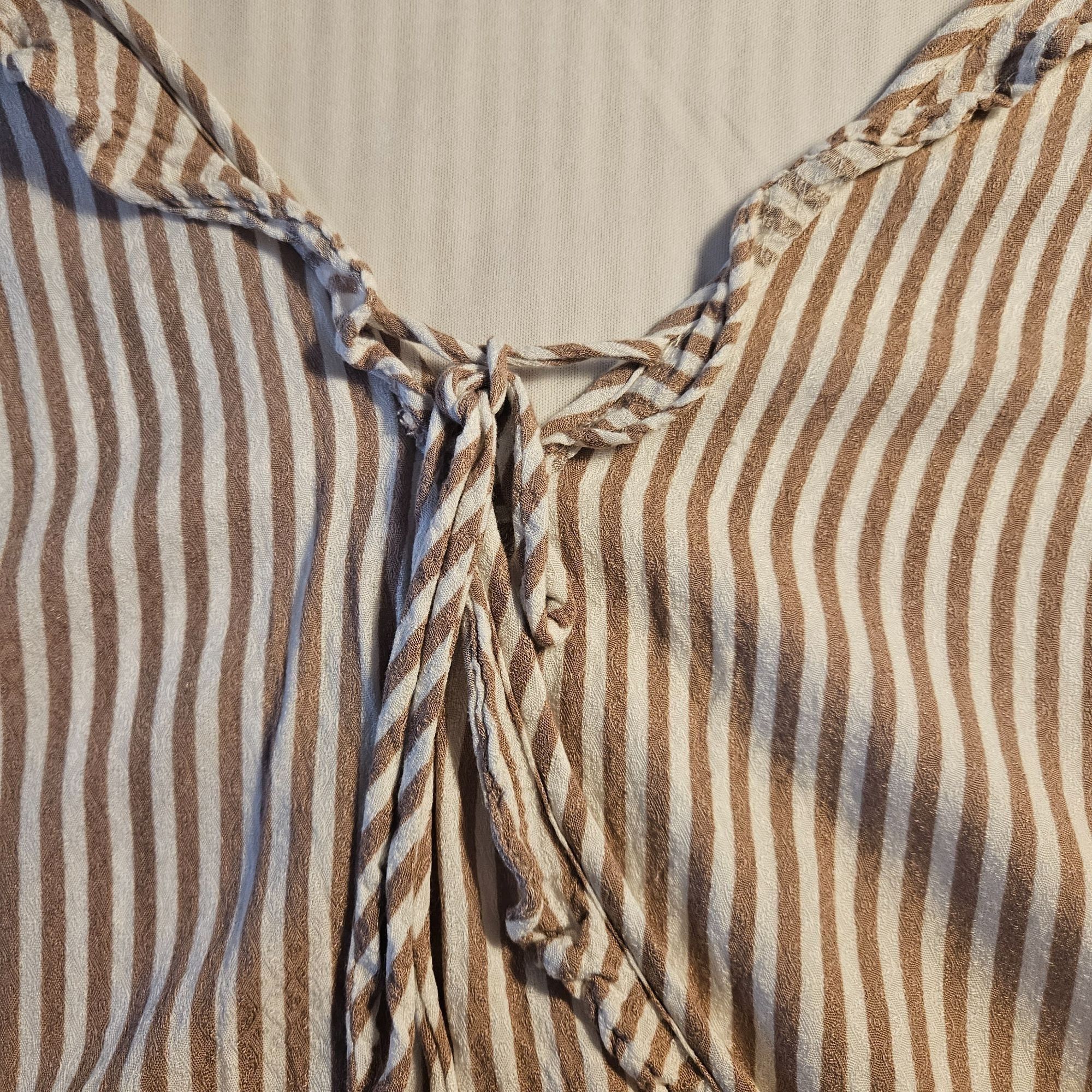 Other Willow & Clay Woman Brown White Striped Dress Large Cottagec Size L / US 10 / IT 46 - 5 Thumbnail