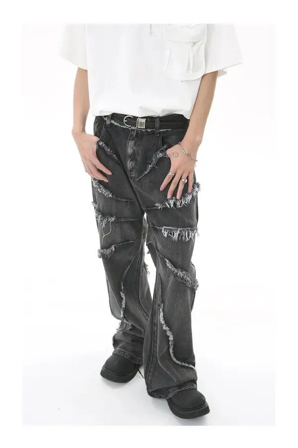 Japanese Brand Pepper x Erika Raw edge wide-leg jeans with retro design Size US 32 / EU 48 - 6 Thumbnail