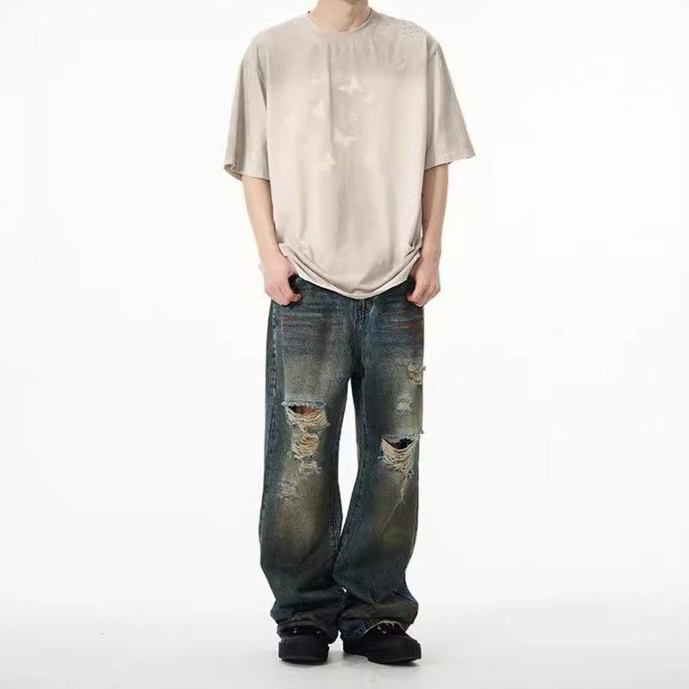 Japanese Brand × Jean Straight leg wide leg ripped jeans Size US 32 / EU 48 - 3 Thumbnail