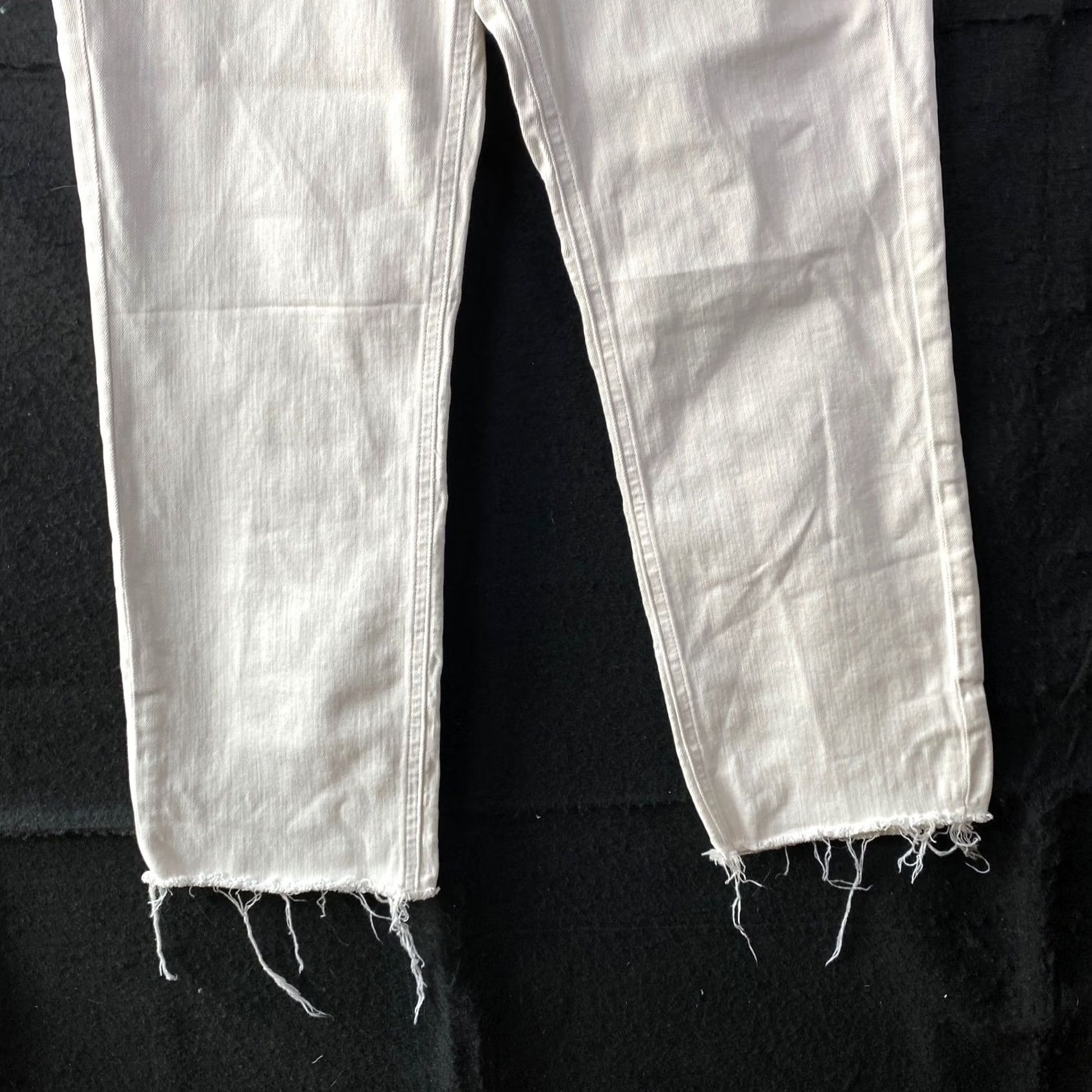 Express Express Womens Jeans Cream Denim Super High Rise Straight Leg Fringe Stretch 8 Size 30" / US 8 / IT 44 - 3 Thumbnail