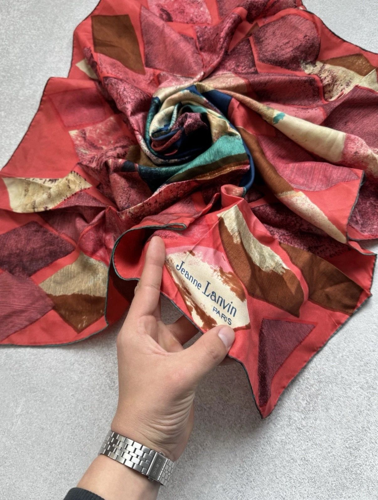 Lanvin JEANNE LANVIN Paris Rare Print Silk Handkerchief Scarf Size ONE SIZE - 3 Thumbnail