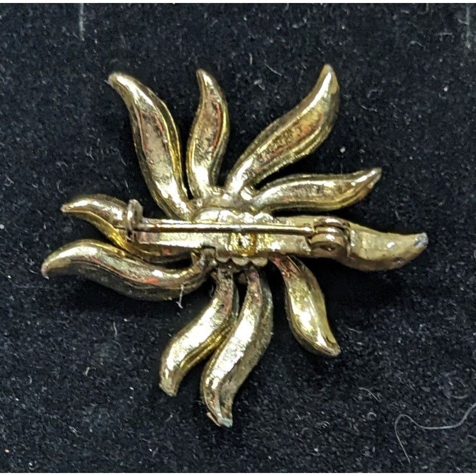 Other Vintage 40s Sun Burst Gold Tone Pendant With AB Rhinestones Size ONE SIZE - 4 Thumbnail
