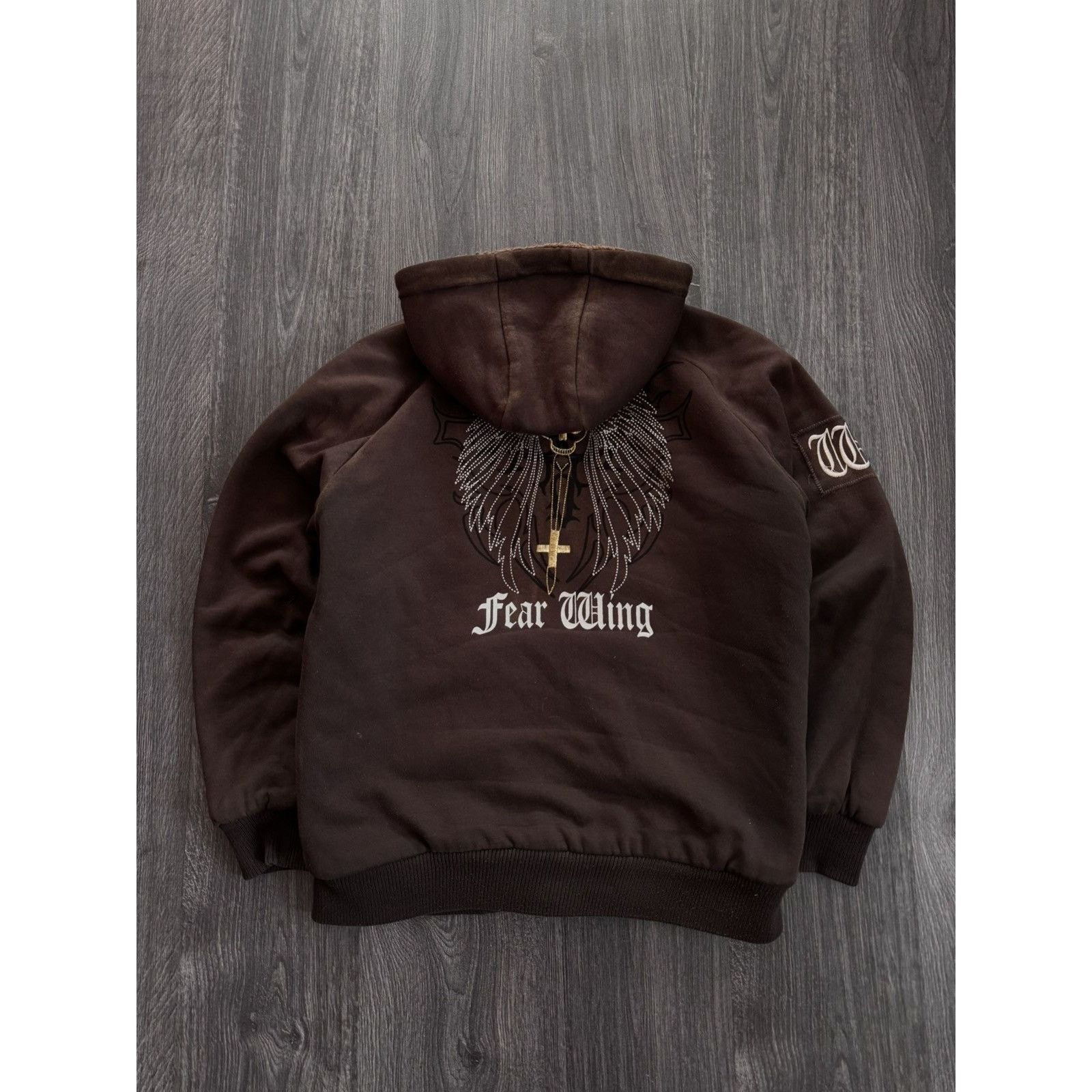 Vintage Y2K Vintage Fear Wing Sunfaded Fur Hoodie Size US L / EU 52-54 / 3 - 10 Thumbnail