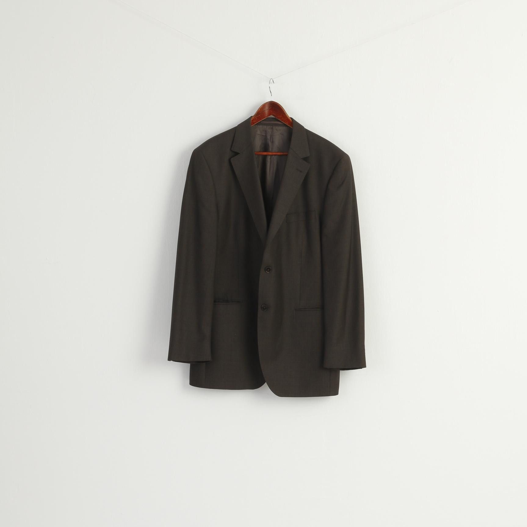 Vintage Paul Rosen Men 54 44 Blazer Brown Grey Wool 9695 Size 44R - 1 Thumbnail